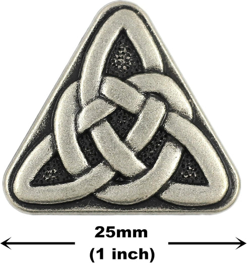 Bezelry 10 Pieces Triangle Celtic Sister Knot Metal Shank Buttons. 25mm (1 inch) (Antique Silver)...