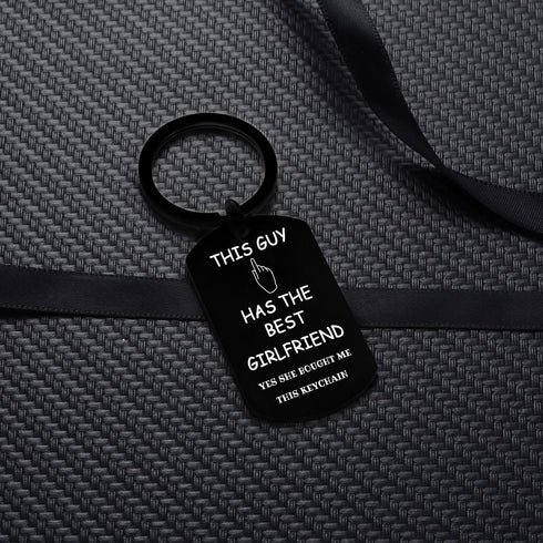 YEEQIN Funny Boyfriend Keychain Gifts for Boyfriend Valentines Birthday Gifts for Him Funny Boyfriend Gift Ideas This Guy Has The Best Girlfriend...