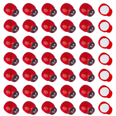 Dong Huang 200pcs Mini Fake Ladybug Model Figurine, Miniature Self-Adhesive Wooden Ladybugs Stickers, Micro Landscape Decor for Home Fairy Garden ...
