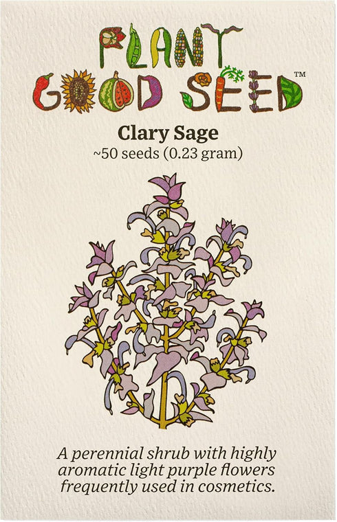 Plant Good Seed Organic Clary Sage Seeds - Pack of 50, Heirloom Seeds for Planting Herbs, Flowers - Gardening Supplies, Herb Garden, Flower Seeds ...