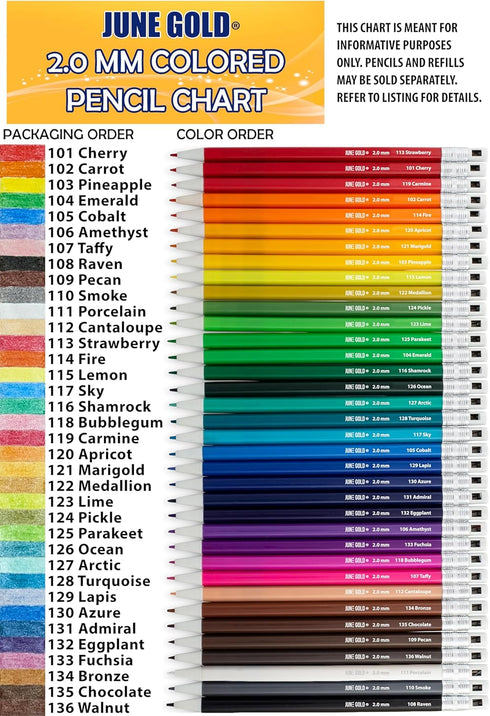 June Gold 24 Red 2.0 mm Mechanical Pencils with Red Color Leads, Bold Thickness, Built in Rear Sharpener (Cherry #101)...