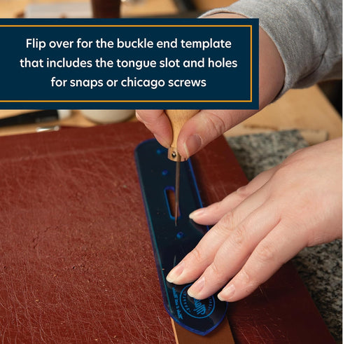 Weaver Leather Supply Belt End Acrylic Leather Templates Set of 2, Blue, Strap Layout Tool with Precise Punched Holes for Belts, Bags, and More, B...