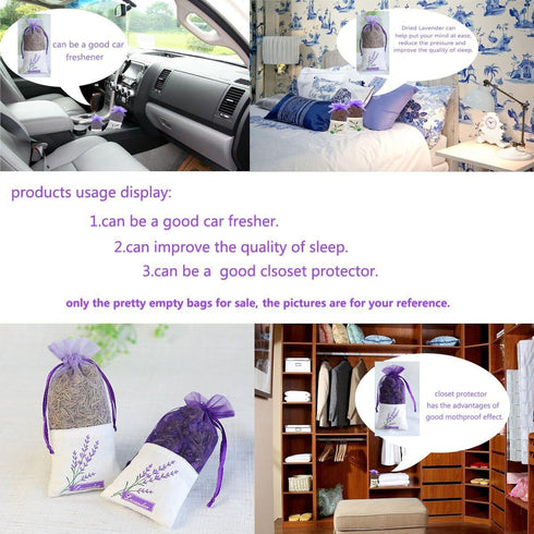 Sachet Empty Bags Linen Fabric Bags Organza Gauze Bags for Lavender, Spice and Herbs (24pcs Purple Drawstring Bag)...