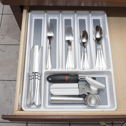 Silverware Drawer Organizer with 6 Sections and Nonslip Tray - For Kitchen Flatware and Cutlery, Office Supplies, and Makeup Products by Lavish Ho...
