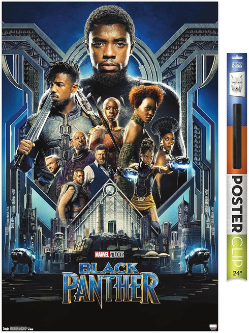 Trends International Marvel Cinematic Universe - Black Panther - Group One Sheet Wall Poster, 22.375" x 34", Premium Poster & Clip Bundle...