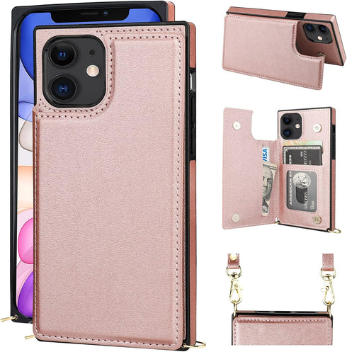 Bocasal Crossbody Wallet Case for iPhone 11 Credit Card Holder PU Leather Kickstand Shockproof Detachable Cross Body Strap Lanyard Magnetic Closur...