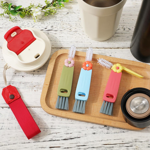 3pcs 3-in-1 Cup Lid Brush, Multifunctional 3-in-1 Bottle Lid Gap Brush Bottle Crevice Brush for Home Kitchen Tools (Mixed Colors)...