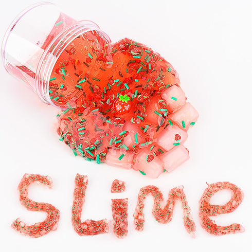 Red Jelly Cube Crunchy Slime, Soft Non-Stick Clear Crystal Slime, Stress Relief Toy for Girls and Boys, for Kids Party Favors Gifts Ideas, Birthda...