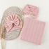 OMUKY Newborn Receiving Blanket Bow Headband and Beanie Set Baby Swaddle Receiving Blankets Baby Boy Girls Nursery Swaddle Wrap(Pink)...