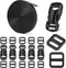 5/8" Buckle and Strap Set: 6 Yards of Thick Nylon Webbing, 6 Pack Quick Side Release Adjustable Plastic Buckles, 12 Tri-Glide Slide Clips, Black (...