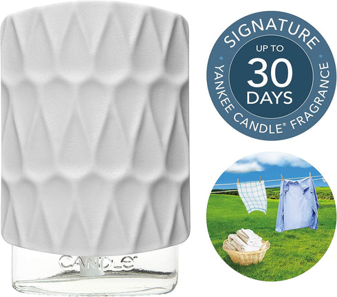 Yankee Candle ScentPlug Starter Kit | Clean Cotton Plug in Air Freshener | Up to 30 Days of Fragrance | White Organic Pattern | UK 3 pin Plug...