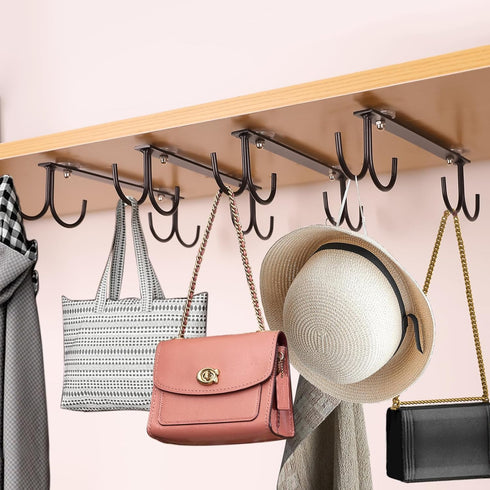 Mug Hooks Under Cabinet,3 Pieces Under Cabinet Mug Holder,Under Shelf Mug Organizer Rack with 12 Hooks,Display Hanging Storage Hook for Mugs/Coffe...