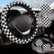 Black and White Checkered Steering Wheel Cover Rubber Anti-Slip 14.5-15 Inch Universal Steering Wheel Cover with 2 Pieces Car Coasters Suitable fo...
