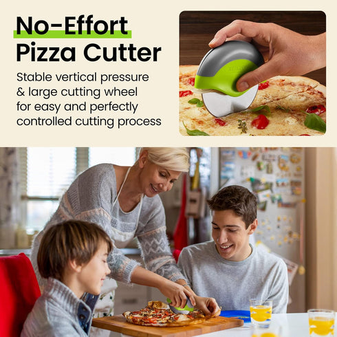 Kitchy Pizza Cutter Wheel with Protective Blade Cover, Ergonomic Pizza Slicer (Green)...