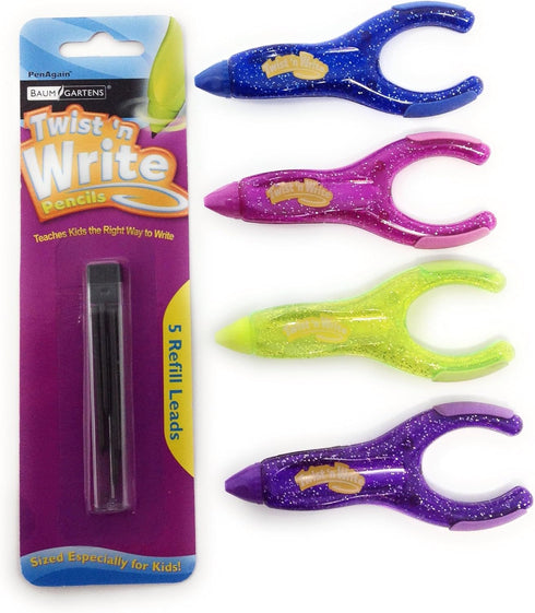 4 Twist N Write Mechanical Pencils with Pkg. of 5 Refills, 2mm Lead...