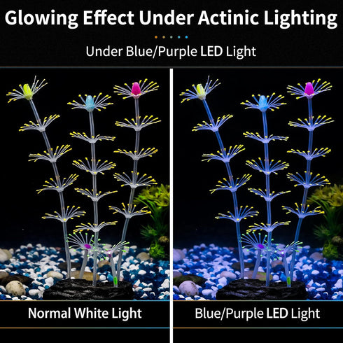 Uniclife Strip Coral Plant Ornament Glowing Effect Silicone Artificial Decoration for Fish Tank, Aquarium Landscape - Orange...