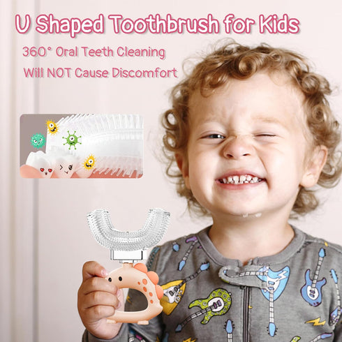 U Shaped Toothbrush - for Kids, Manual Whole Mouth Toddler Toothbrush Age 2-4 5 6 & up, Food Grade Soft Silicone Brush, 360° Oral Teeth Cleaning, ...