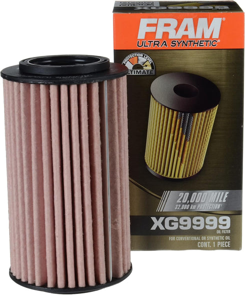 FRAM Ultra Synthetic Automotive Replacement Oil Filter, Designed for Synthetic Oil Changes Lasting up to 20k Miles, XG9999 (Pack of 1)...