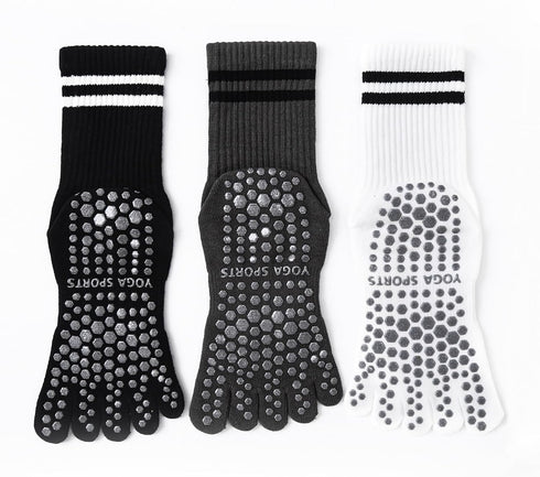 Grippy Yoga Socks for Women – Full Toe Cotton Crew Non Slip Sticky Grip Accessories for Yoga, Barre, Pilates, Dance, Ballet...