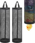 2Pack Plastic Bag Holder, Grocery Bag Holder for Plastic Bags Mesh Hanging Storage Dispenser Trash Bag Organizer Shopping Bag Holder for Plastic B...