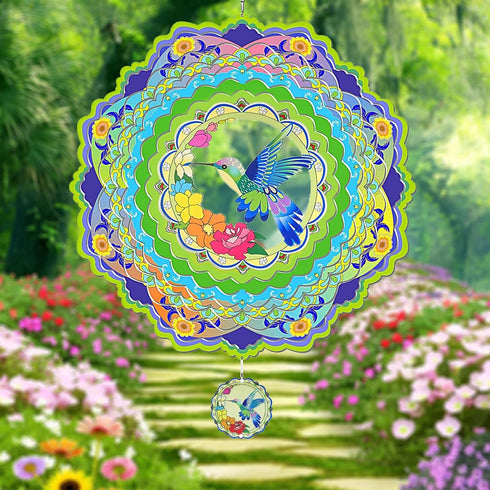 Hummingbird Wind Spinners for Yard and Garden,3D Wind Spinner, 12 inch Metal Wind Sculpture Stainless Steel Wind Catchers for Outdoor Indoor Craft...