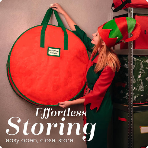 Handy Laundry, Christmas Wreath Storage Bag - Durable, Tarp Material, Zipper, Sturdy Carry Handles, Pest Protection - Ideal Home, Garage Organizat...