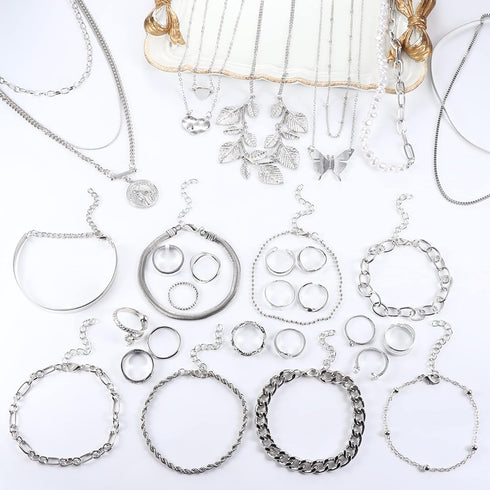 Sanfenly Gold Jewelry Sets for Women Gold Layered Necklaces Chain Bracelets Knuckle Rings Gold Jewelry for Valentine Anniversary Birthday Gift...