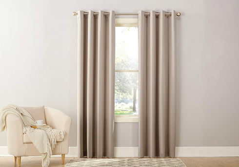 Sun Zero Becca Energy Efficient Grommet Curtain Panel, 40" x 63", Stone...