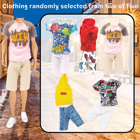 19 PCS Clothes for Doll Winter Cloth Including 1 Winter Coat 4 Casual Outfits ( 4 Tops and 4 Pants ) 1 Sport Set 6 Pair Shoes 1 Glasses 1 Surfboar...