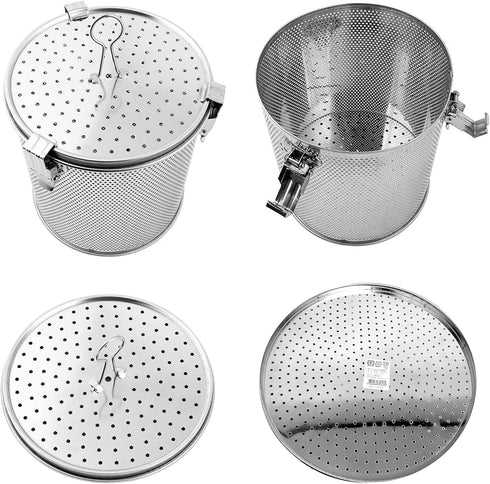 Commercial Grade D 3.9" X H 5.3" Genuine Stainless Steel 18/8 Perforated Strainer - One Touch Lock System - Restaurant & Home Use...