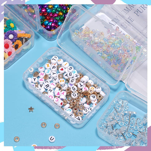 ISKYBOB 6 Packs Rectangle Small Clear Plastic Storage Containers Box Case with Hinged Lid Crafts Organizer for Crayons, Bobby Pin, Beads(3.4 x 2.2...