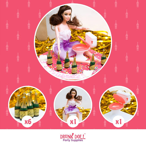 Happy 21st Birthday Cake Topper Decorations For Her With Mini Liquor Wine Bottle Candles, Toilet & Jointed Doll | 21st Birthday Decoration Party S...