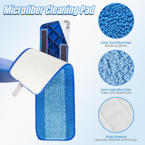6 Pack Microfiber Cleaning Pad for Bona Hardwood Floor Cleaner Mop Replacement, 2 Deep Cleaning Pad + 2 Microfiber Cleaning Pad + 2 Dusting Pad fo...