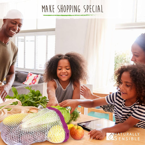 The Original Eco Friendly See Through Washable and Reusable Produce Bags - Soft Premium Lightweight Nylon Mesh Large - 12x14in - Set of 5 (Red, Ye...