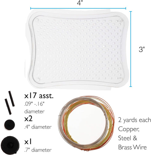 The Beadsmith, Wig Jig, Wig-A-Ma-Jig Beginner kit, includes 3 x 4 inch clear plastic jig, includes plastic pegs and 2 yards of copper, Silver and ...
