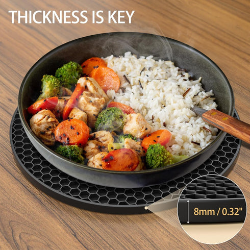 Ultra Thick 8mm Silicone Trivets for Hot Dishes Pots and Pans, Silicone Trivet Mat Hot Plates to Protect Table, Silicone Hot Pads for Kitchen Coun...