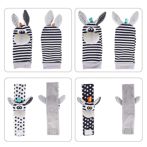 Baby Rattle Socks Wrist Strap Rattles Set, Cute Baby Animal Development Toy Gift for Newborn Babies, Black and White Foot Finder Sensory Set…...