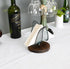 OwlGift Freestanding Modern Napkin Holder w/Golden Turquoise Wrought Iron Leaf & Brown Wooden Base Design, Tabletop Tissue Dispenser, Napkin Stora...