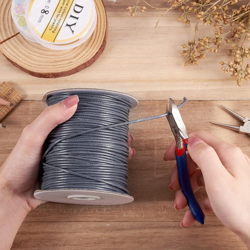 100 Yards/roll 2mm Korean Waxed Polyester Cord Slate Grey Beading String Braided Bracelet Cord with Spool for Jewelry Making Macrame Supplies...