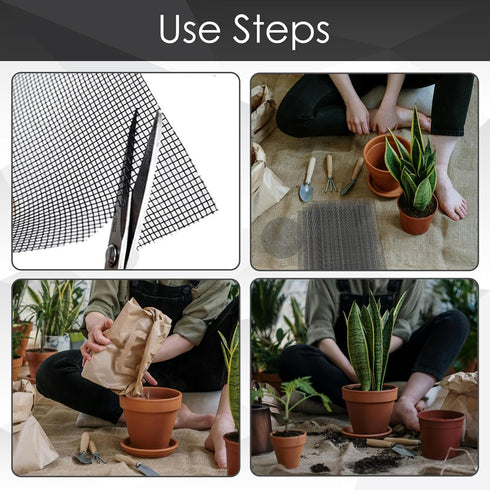 15 Pack Flower Pot Hole Mesh Pad, 11.8 * 7.8 Inch Bonsai Pot Mesh Plant Drainage Mesh Hole Screens Gasket Keep Soil from Flowing Away (Black)...