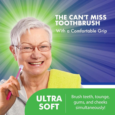 Brilliant Specialty Adult Round Toothbrush for Sensitive Mouths to Support Chemo and Other Sensory Oral Care Needs with Ultra Soft Bristles, Viole...