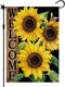 Sunflower Garden Flag, Sunflower Welcome Garden Flag, Sunflower Black Garden Flag Spring Summer Vertical Double Sided Burlap Party Holiday Yard Ho...