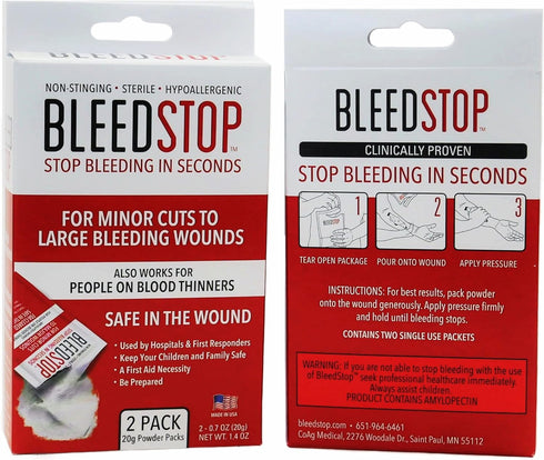 BleedStop™ First Aid Powder for Blood Clotting, Trauma Kit, Blood Thinner Patients, Camping Safety, and Survival Equipment for Moderate to Severe ...