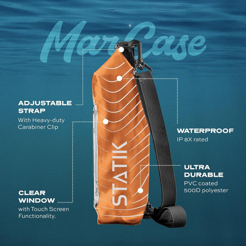 Statik MarCase Waterproof Dry Bag 2L - IPX8 Roll Top Small Waterproof Bag, Touchscreen Phone Window & Light Reflective Stripes, Boating & Kayak Ac...