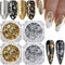 Holographic Nail Foil Glitter Flakes 3D Sparkly Aluminum Foil Flake Gold Silver Nail Glitter Foil Flakes Nail Art Supplies Mirror Powder Sequins N...