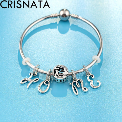 Complete Initial A-Z 26 Letter Dangle Charms, 925 Sterling Silver Dangling CZ Stone Alphabet Beads, fits European Bracelet Necklace, Gift for Moth...
