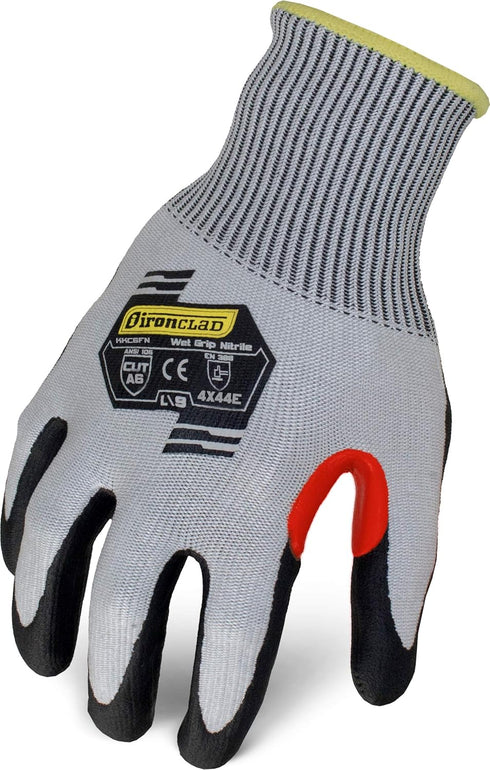 Ironclad mens Work Glove COMMAND ILT A6 FOAM NITRILE, Grey/Black/Red, Large US...