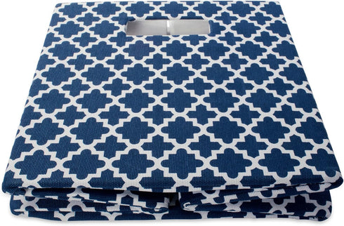 DII Hard Sided Collapsible Fabric Storage Container for Nursery, Offices, & Home Organization, (13x13x13) - Lattice Nautical Blue...