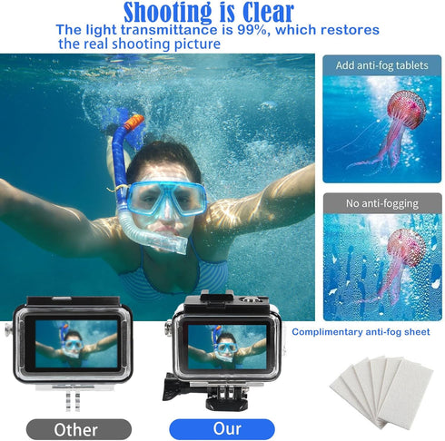 PCTC 45M(148ft) Waterproof Case for DJI Osmo Action4, Accessories for DJI Osmo Action3/4 Waterproof Case,Protective Underwater Dive Housing Shell ...