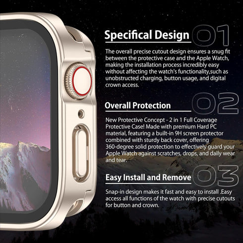 2 Pack Waterproof Case for Apple Watch Series 6 5 4 SE 40mm Screen Protector, 2 in 1 Full Protective 9H Glass Face Cover Front & Back Hard PC Bump...